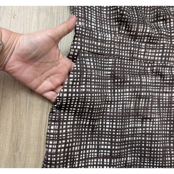 The Limited Size 6 Brown Cream Grid Print Sheath Dress Pockets Sleeveless Work - Picture 11 of 12